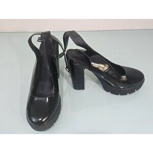 ASOS DESIGN Black Platform Heels 5.5” Block Heel Slingback Chunky